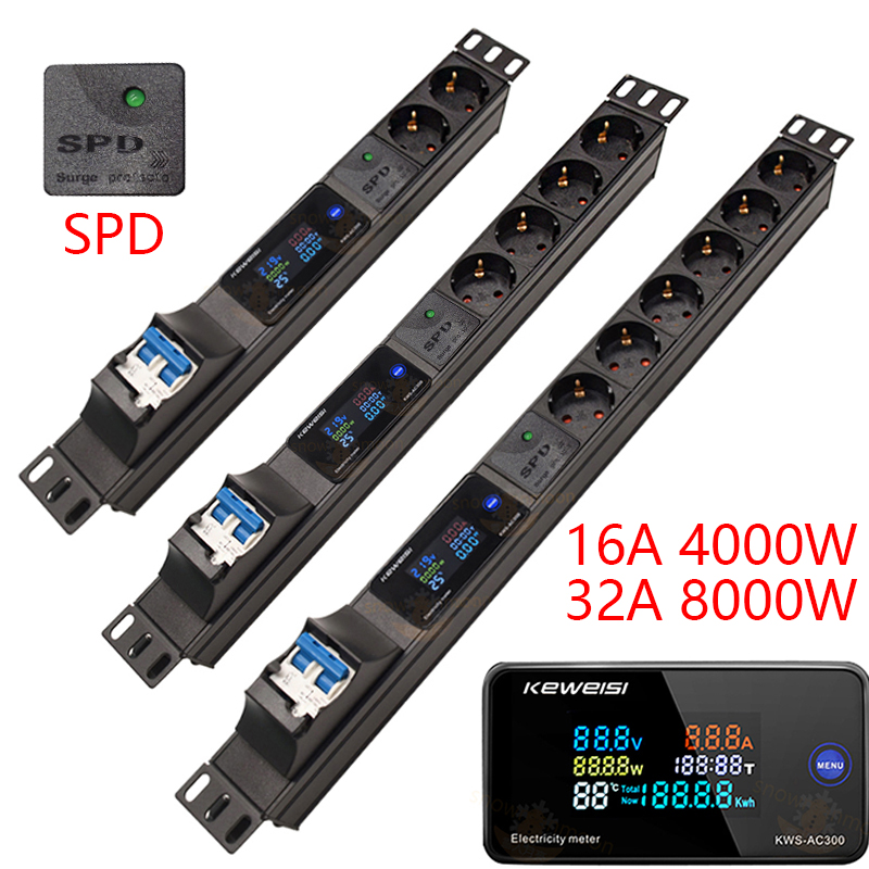 Energy Monitor Meter - خزانة رف جدار جبل PDU قطاع