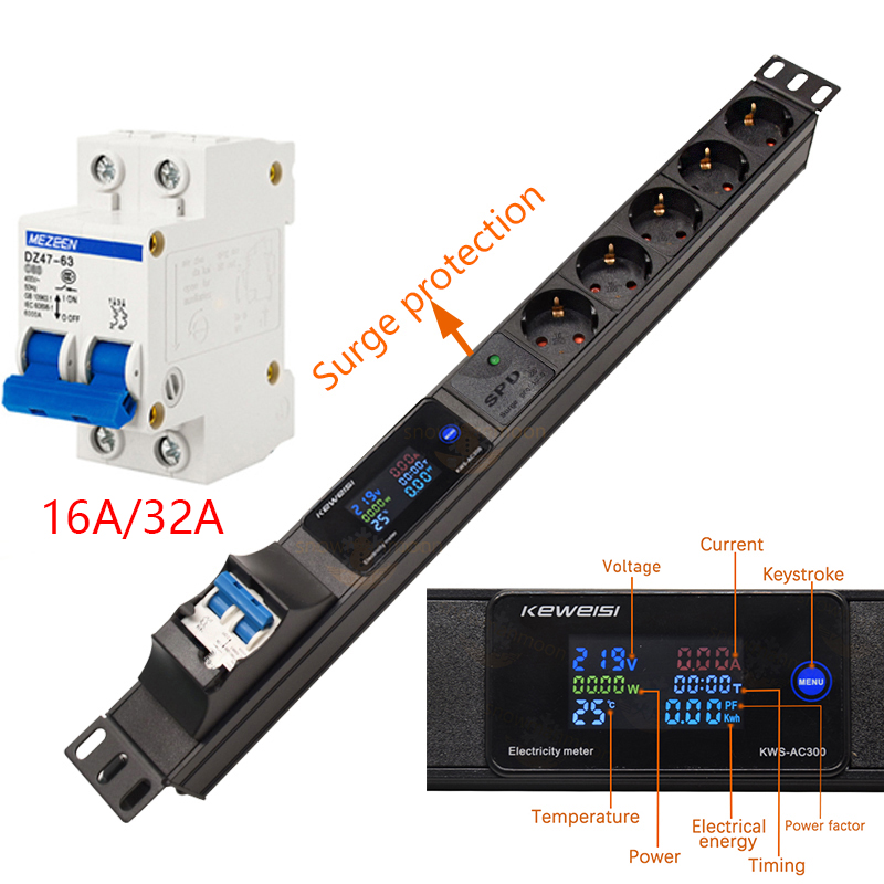 خزانة رف جدار جبل PDU قطاع الط - مراجعة Energy Monitor Meter وسعره