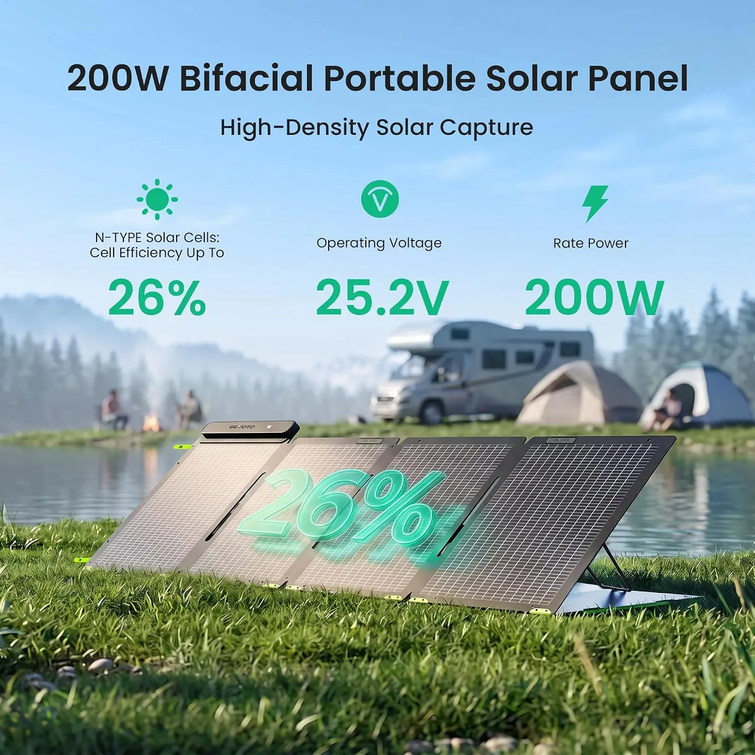 لوح شمسي محمول ثنائي الوجه بقد - مراجعة Solar Panel 200W وسعره